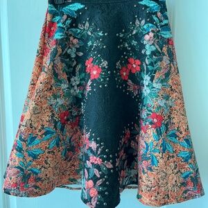 Bebe Black Jacquard Floral Skirt with Studs